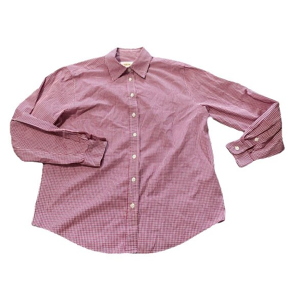 Talbots Women’s Button Down Shirt Size 10 Red Gingham Check 100% Cotton - Picture 1 of 5